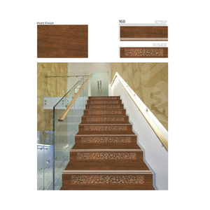 Azulejos elevadores de porcelana antideslizantes de estilo de madera con acabado mate de diseño moderno 300x900/900x200 11mm de espesor para escaleras interiores - Product Image 4