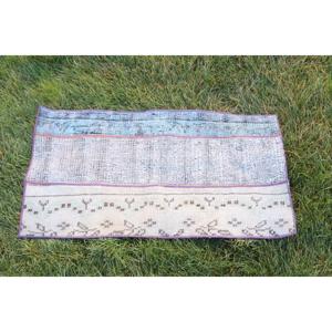 Alfombra de 1.6x3 pies, Alfombra Turca Vintage, Alfombra Azul de Lana del Suroeste - Product Image 4