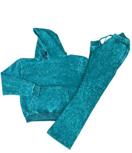 Conjunto de chándal para mujer con lavado ácido, ropa de calle para mujer, sudadera con capucha y pantalones de chándal con bordado desgastado Vintage, conjunto de chándal para mujer - Product Image 3