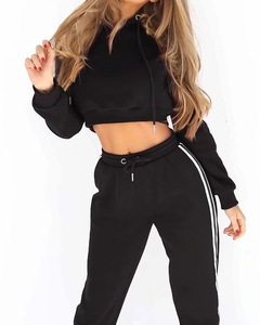 Survêtement deux pièces décontracté d'hiver en coton polyester grande taille pour femmes survêtement de sport personnalisé logo imprimé écologique - Product Image 4