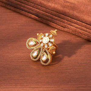 Fashion Antique Adjustable <b>Finger</b> <b>Ring</b> With Matte Gold Plating Jewellery Wholesalers in India - Product Image 3