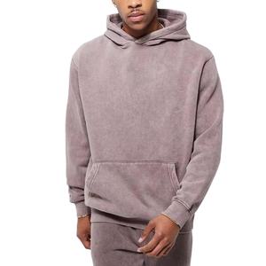 Venta al por mayor logotipo personalizado pulóver chándal conjuntos lavado con ácido conjunto de chándal para hombres traje de peso pesado logotipo personalizado ropa de calle elegante - Product Image 6