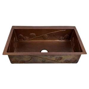 Évier de cuisine en cuivre de qualité supérieure, design moderne, patine martelée, texture artistique, construction durable, style de cuisine créatif - Product Image 5