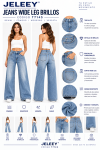 Jean en denim coupe droite taille mi-haute, délavé, couleur unie, style décontracté, longueur intégrale - Product Image 1