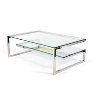 Table basse rectangulaire moderne en verre avec cadre en acier inoxydable Vente en gros d'usine de meubles de luxe pour le salon