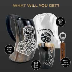 Jarra de cerveza Medieval auténtica de 24oz, taza de cuerno vikingo para beber, taza clásica de Navidad pulida Jarl/Stein - Product Image 6