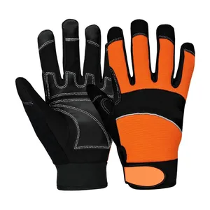 High Quality Mechanic Gloves Hand Grip Unisex Synthetic Leather Full Finger Safety Working Gloves use for safty & cut protection