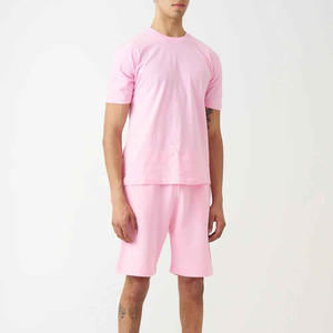 Meilleure vente unisexe hommes Logo personnalisé conception 100% coton éponge T-Shirt Shorts ensemble surdimensionné été t-shirts ensemble court - Product Image 2