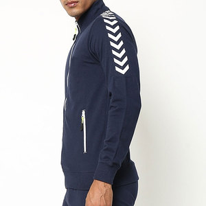 Combinación de chándal clásico para hombre con cremallera frontal completa y pantalones con dobladillo abierto, perfecto para correr en el gimnasio o viajar - Product Image 2