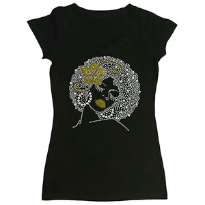 Camiseta personalizable para mujer, camiseta de manga corta con cuello redondo, estampado de diamantes de imitación, decoración de Color sólido, informal, Día de San Valentín, Verano - Product Image 3