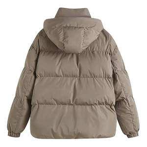 Veste bomber courte matelassée imperméable et coupe-vent pour femme, col montant, détail boutonné, respirante, en nylon et laine pour l'hiver - Product Image 3