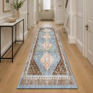 Alfombra de Área Chenille Antideslizante, Lavable a Máquina, con Estampado Digital Oriental Vintage en Gris Plateado, Modelo LXDP-0145 de RUGS DEPOT, Venta al Por Mayor - Product Image 5