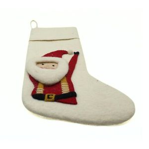 Chaussette de Noël en feutre blanc doux de style Père Noël - Feutre de Noël de couleur personnalisée - Décoration de vacances d'hiver - Product Image 4