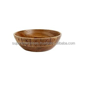 Cuencos rústicos respetuosos con el medio ambiente pulidos de madera, diseño de utensilios de cocina para interiores, ensaladeras con diseño pulido y personalizado disponible - Product Image 6
