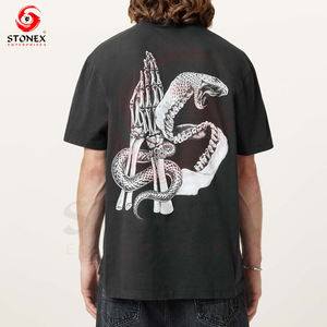 เสื้อยืดผู้ชายยาวโอเวอร์ไซส์แนววินเทจผ้าคอตตอน100% ซักได้หรูหราไม่มีลายกำหนดเอง - Product Image 4