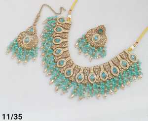 Plaqué or antique magnifique magnifique Zircon cubique cristal balancent goutte tour de cou collier de mariage bijoux avec boucles d'oreilles pour les femmes - Product Image 2