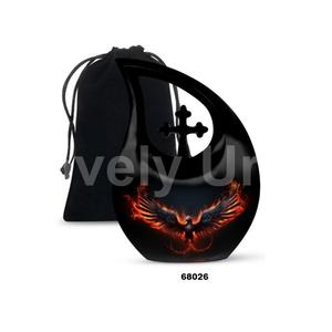 Hermosa urna negra de cremación de pájaro Fénix para cenizas humanas, urna cruzada decorativa con bolsa de terciopelo gratis - Product Image 2
