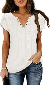 Camiseta de Manga Corta con Cuello en V para Mujer, Camiseta con Estampado Personalizado, Camisetas de Algodón Lisas para Mujer, Secado Rápido y Transpirable - Product Image 5