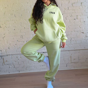 Conjunto Deportivo de Alta Calidad, Sudadera con Capucha de Manga Larga y Pantalones Largos de Felpa de 340 g/m², Color Sólido, Estilo Informal para Invierno - Product Image 1