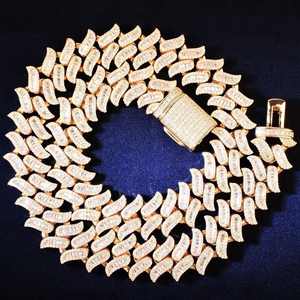 Diamond Tester Pass GRA Hip Hop S925 Silver Iced Bling 3 filas 14mm-20mm VVS Moissanite Cadena de eslabones cubanos para hombres 16MM 18mm - Product Image 2