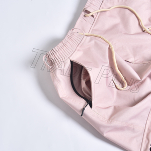 Pantalon cargo rose avec imprimé flamme noire, taille à cordon de serrage, style unisexe pour adulte - Product Image 3