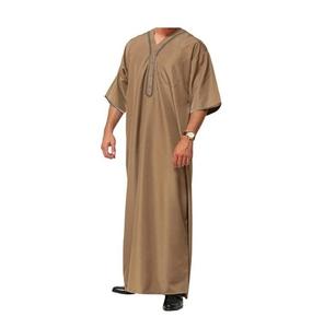 Round Neck Plain Solid Color Islamic Dress Muslim <b>Men</b> Al Daffah <b>Thobes</b> Jubba Thobe <b>for</b> <b>Mens</b> Chest Pocket Patch Daffah <b>Thobes</b> - Product Image 2