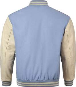 Veste universitaire en cuir pour homme, veste bomber classique de baseball, corps en laine, style streetwear - Product Image 3