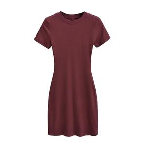 Mini robe d'été en tricot à manches courtes et col en O Femmes Couleur unie Robes basiques 14 couleurs - Product Image 6