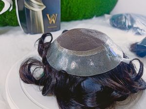 Men's Aus-Mono Remy <b>Hair</b> <b>Hair</b> Extension Indian <b>Body</b> Wave Kinky Curl Straight Styles Custom Left Design 100% Density Water Wave - Product Image 3