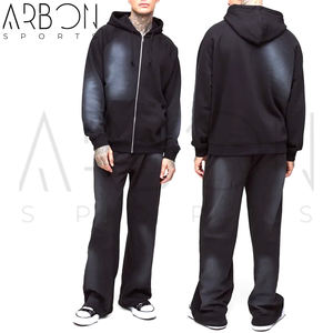 2025 bon fournisseur OEM ODM Service nouveaux surdimensionnés à la mode Raglan Zipper Style brodé lavage à l'acide survêtements à capuche - Product Image 3