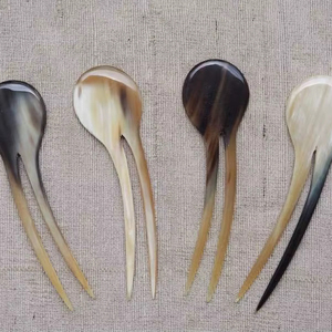 กิ๊บติดผมทำจากเขาควายขัดเงาสำหรับผู้หญิง ไม้จัดแต่งทรงผมจากเขาควาย อุปกรณ์เสริมจากธรรมชาติ - Product Image 1