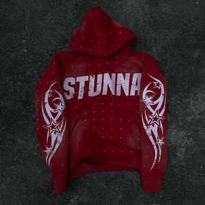 Pull-over à capuche en strass pour hommes personnalisés en gros Basics Streetwear Logo de marque en cristal étincelant - Product Image 3