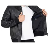 Blouson de motard en cuir d'agneau noir pour homme, coupe classique confortable, blouson d'hiver tanné