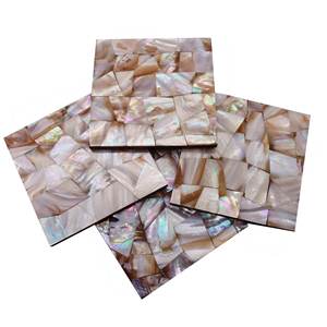 Mármol blanco hecho a mano con piedra de mopa real Venta caliente Posavasos de nácar personalizado de madera con color natural - Product Image 3