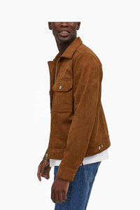 Wholesale Men's 100% Leather Canvas <b>Suede</b> <b>Jacket</b> Turtleneck Custom Color Front Logo Winter Eco-Friendly Breathable Export - Product Image 6