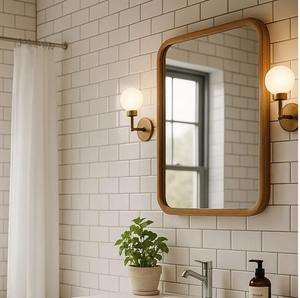 Hot Selling Art Deco Style Solid Wood Eco-Friendly Lightweight Bathroom <b>Mirror</b> Handmade Wooden Wall Decor at Best Price - Product Image 3