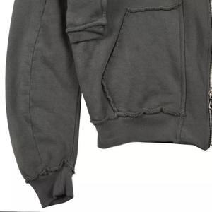 Veste à capuche vintage pour homme, personnalisée, en coton lourd tricoté, bord brut, lavage délavé, poche cargo, sweats à capuche de qualité supérieure - Product Image 2
