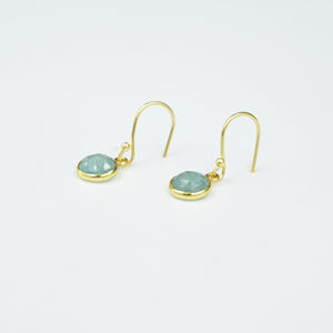 Pendientes colgantes de piedras preciosas de Kaynite Aqua Natural, colgantes de forma redonda chapados en oro de 18 quilates, joyería de moda para mujer para regalos de fiestas - Product Image 3