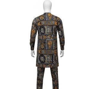 Vêtements pour hommes africains en polyester imprimé numérique, tissu doux et respirant, motif traditionnel, tenue décontractée, vêtements de mode - Product Image 5