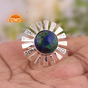 Dernières tendances Bague empilable Mojave en argent sterling oxydé Cuivre Azurite Malachite Bague empilable Fabricant de bijoux personnalisés - Product Image 3