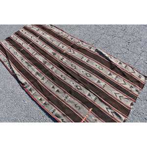 Tapis traditionnel en laine beige marron 3.5x7.3 pieds Tapis de salon design patchwork turc vintage avec support en latex - Product Image 4