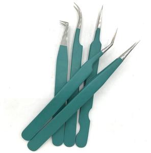 Nouveau persan vert durable en acier inoxydable personnalisé Extension de cils pince à épiler enduit de poudre outil de beauté en gros Volume cils - Product Image 5