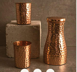 Bouteille et carafe en cuivre solide de pureté 100% pour la maison et le bureau bouteille d'eau finie martelée à des prix bon marché de l'Inde - Product Image 5