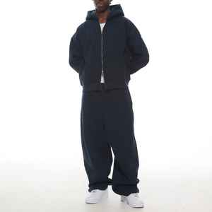 Conjunto de 2 Piezas de Pantalones y Sudadera Deportivos Casuales de Alta Calidad, Felpa, Holgados, con Cordón, Unisex - Product Image 3