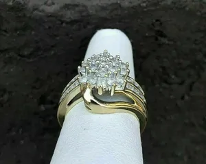 14K สีเหลืองทองสไตล์วินเทจ2 CT ตัดเพชรธรรมชาติแหวนหมั้นสำหรับเป็นของขวัญแต่งงาน2 CT ตัดแหวนเพชรธรรมชาติ - Product Image 2