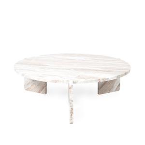Table basse Sawar en marbre massif, faite à la main au design moderne, finition blanche naturelle, salon extérieur pliable de qualité supérieure - Product Image 5