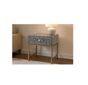 Mesa de Centro con Cajones y Incrustaciones de Hueso, Mueble de Almacenamiento de Madera Exquisito con Patrones de Incrustación Detallados - Product Image 4