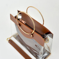 À la mode élégant respirant marron acrylique sac à main or anneau poignée pochette élégante conception mode femmes épaule sac fourre-tout
