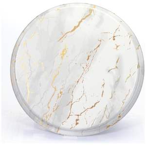 Plateau de décoration moderne en marbre blanc 370 mm rond en métal, plat de service élégant pour la nourriture et les repas par Kontensan modèle EF16351 - Product Image 4