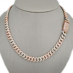 Cadena Cubana de Alta Calidad Chapada en Oro Rosa de 18K con Diamantes VVS Moissanite para Hombre, para Fiestas, Raperos, Cadenas Finas, Collares - Product Image 1